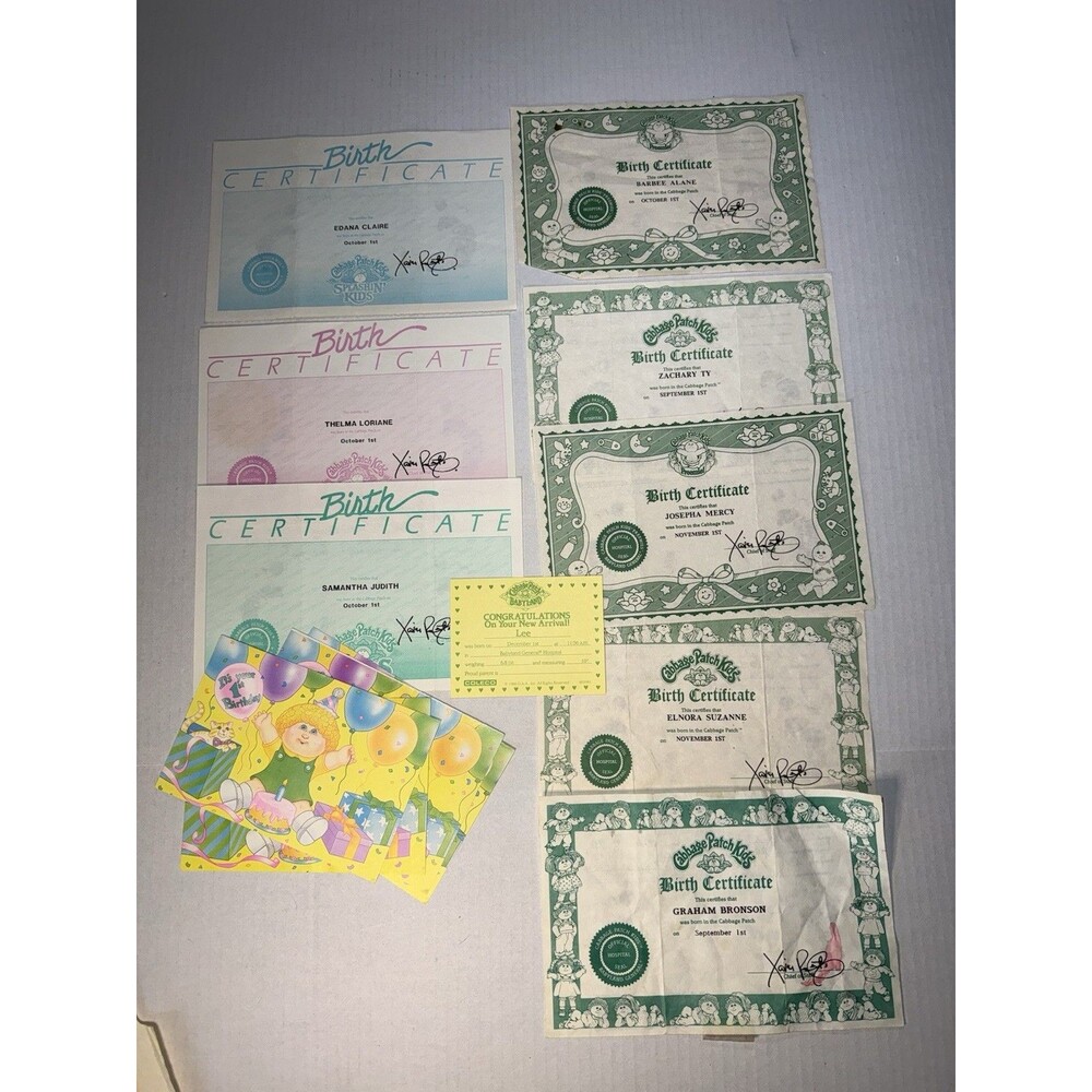 Vintage 83-85 Cabbage Patch Kids Ephemera Birth Certificates (8)Advertising Tag